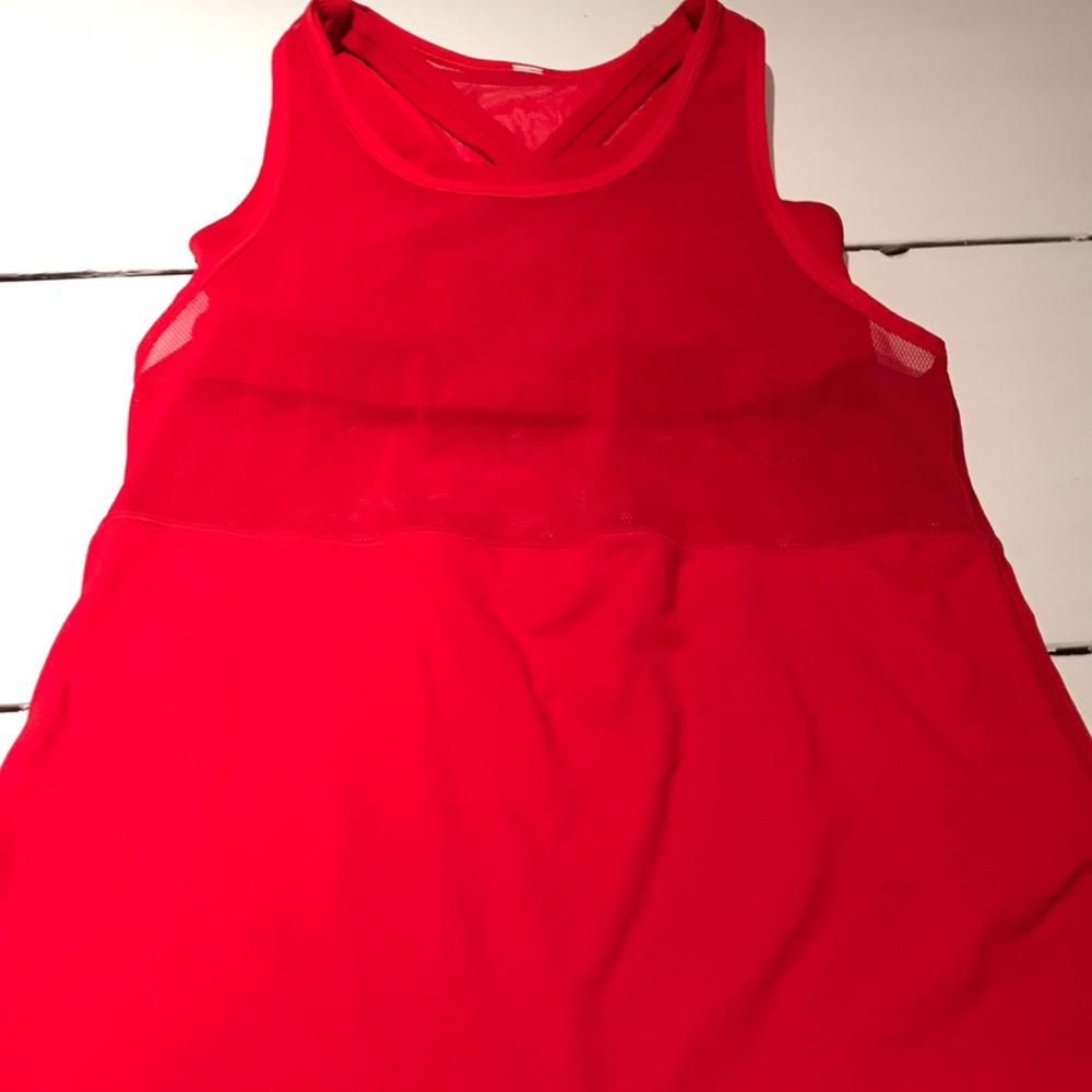 Red Lululemon mesh panel tank with build in bra